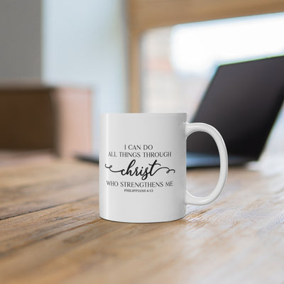 I Can Do All Things Through Christ Swirl 11oz White Mug