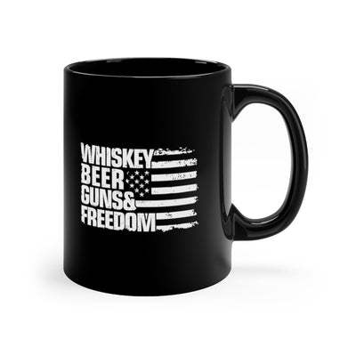 Whiskey Beer Guns Freedom 11oz Black Mug