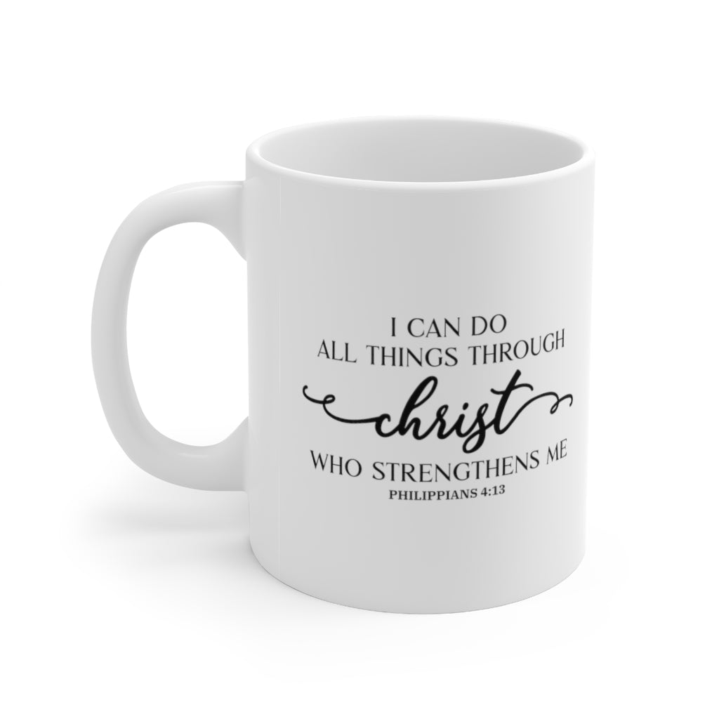 I Can Do All Things Through Christ Swirl 11oz White Mug