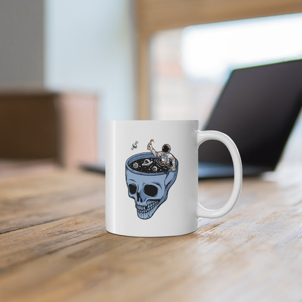 Astronauts in the skull pool 11oz White Mug