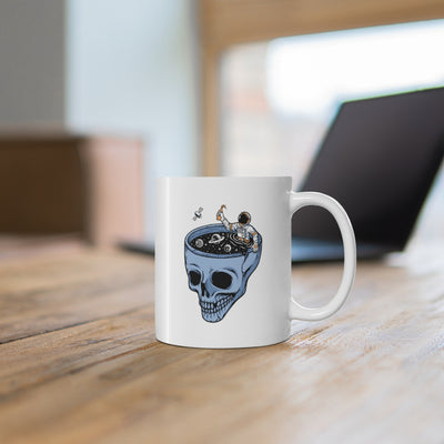 Astronauts in the skull pool 11oz White Mug