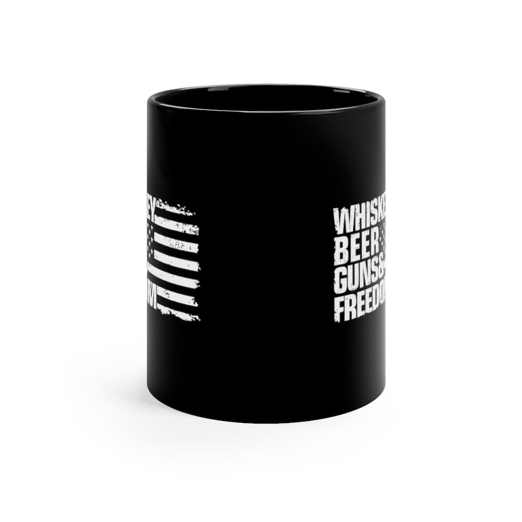 Whiskey Beer Guns Freedom 11oz Black Mug