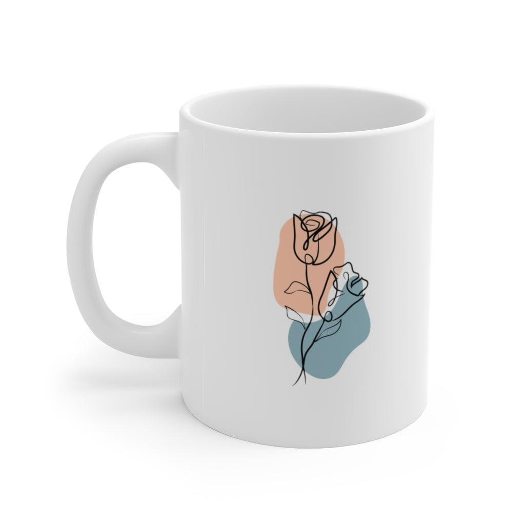 Flower Line Art 11oz White Mug