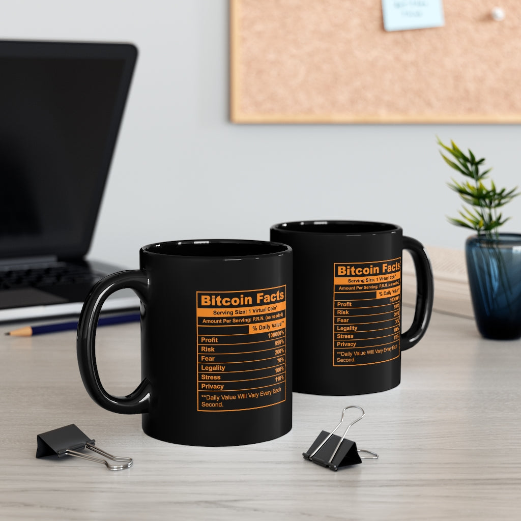 Funny Bitcoin Facts 11oz Black Mug