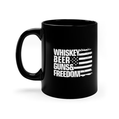 Whiskey Beer Guns Freedom 11oz Black Mug