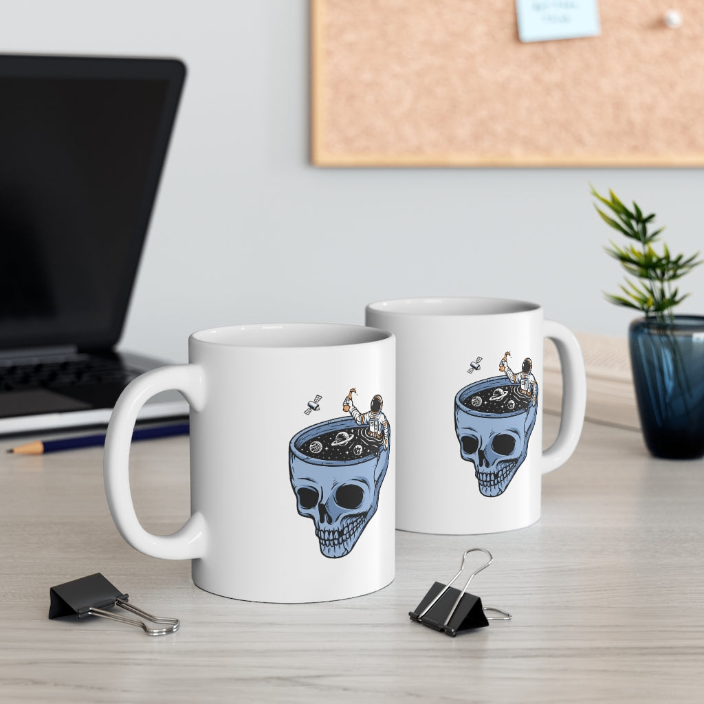 Astronauts in the skull pool 11oz White Mug