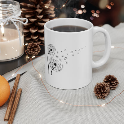 Dandelion with Butterfly 11oz White Mug