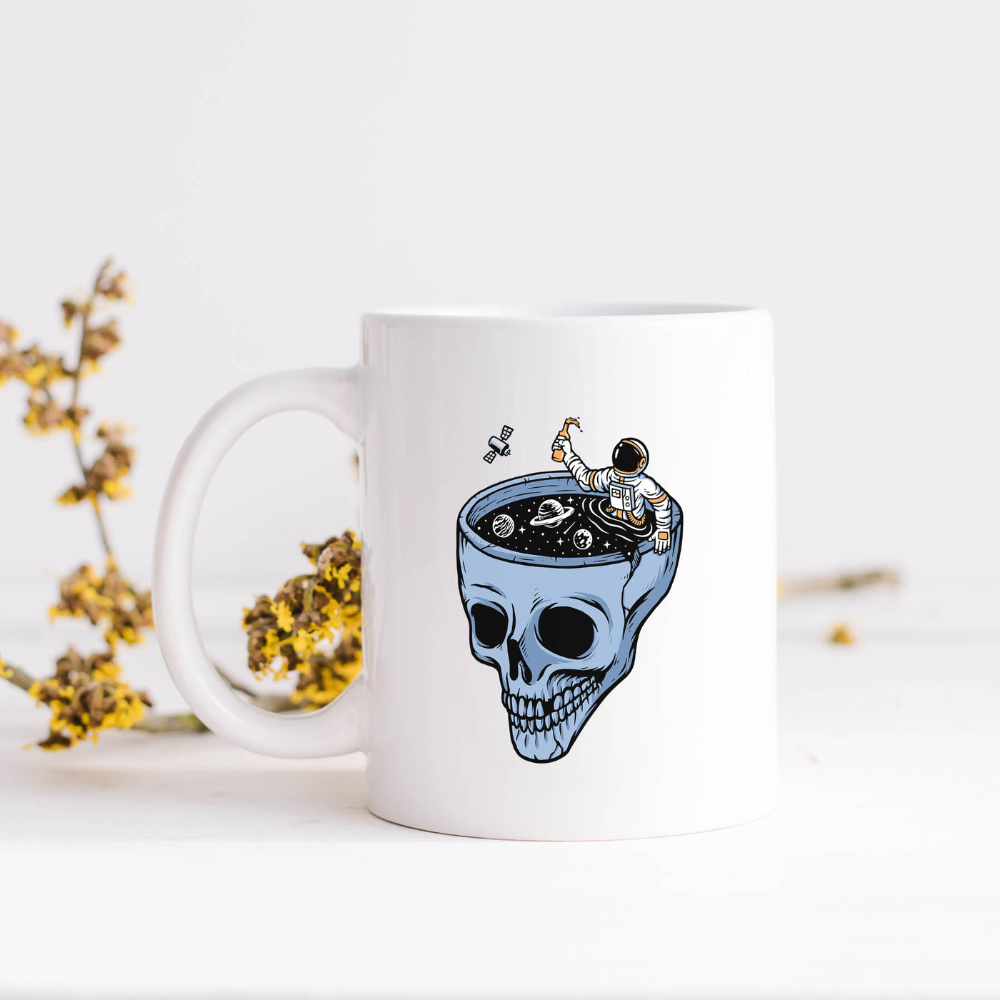 Astronauts in the skull pool 11oz White Mug