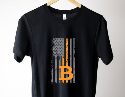 Bitcoin USA Flag Distressed Tee