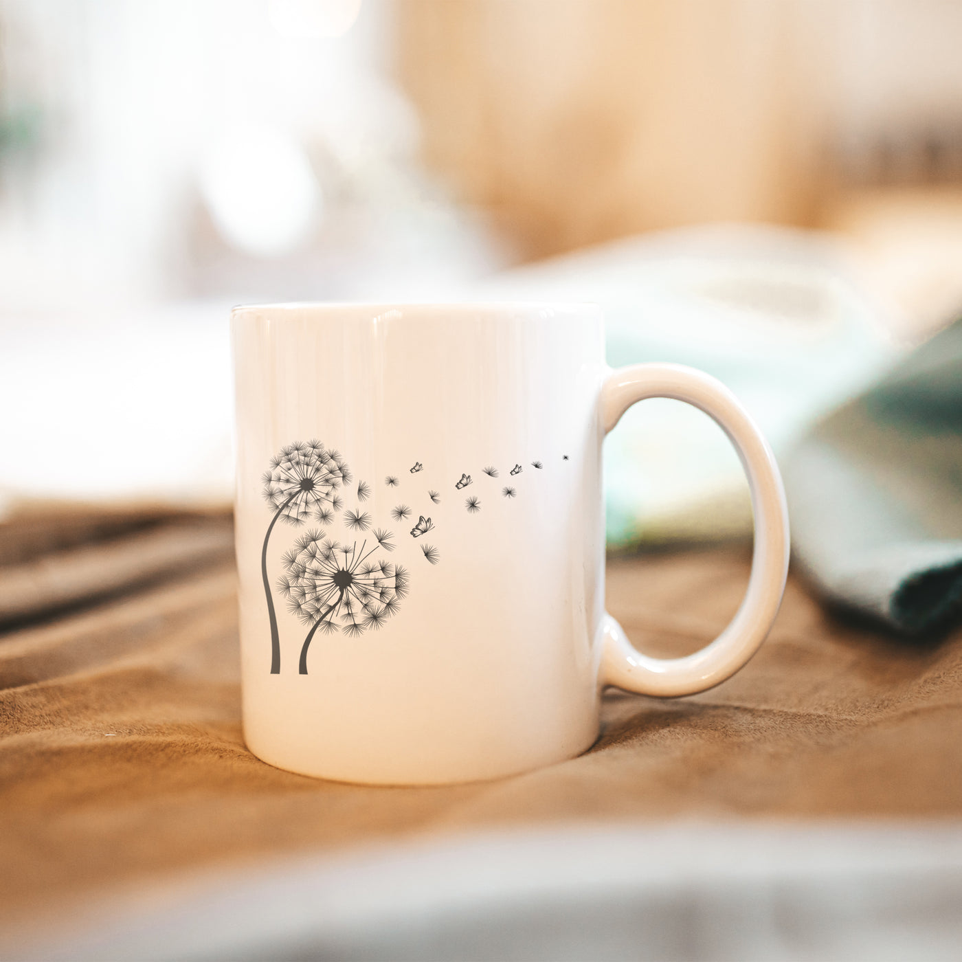 Dandelion with Butterfly 11oz White Mug