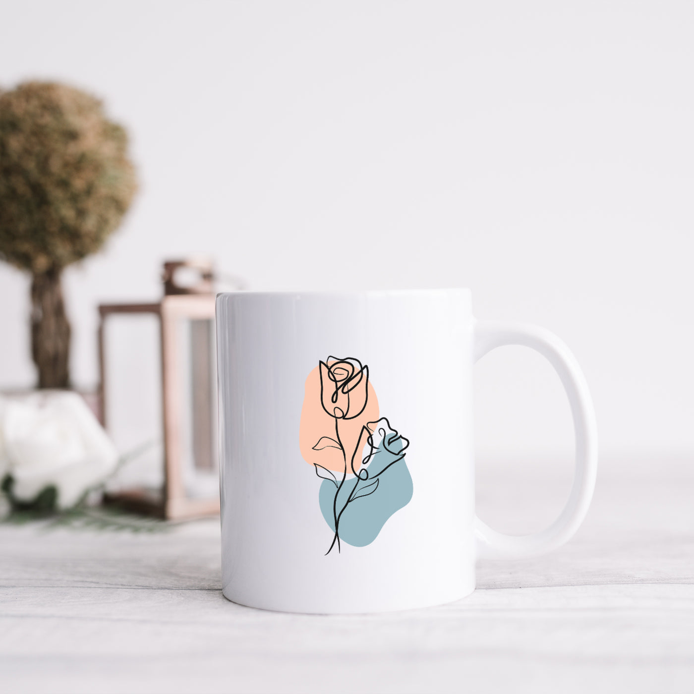 Flower Line Art 11oz White Mug