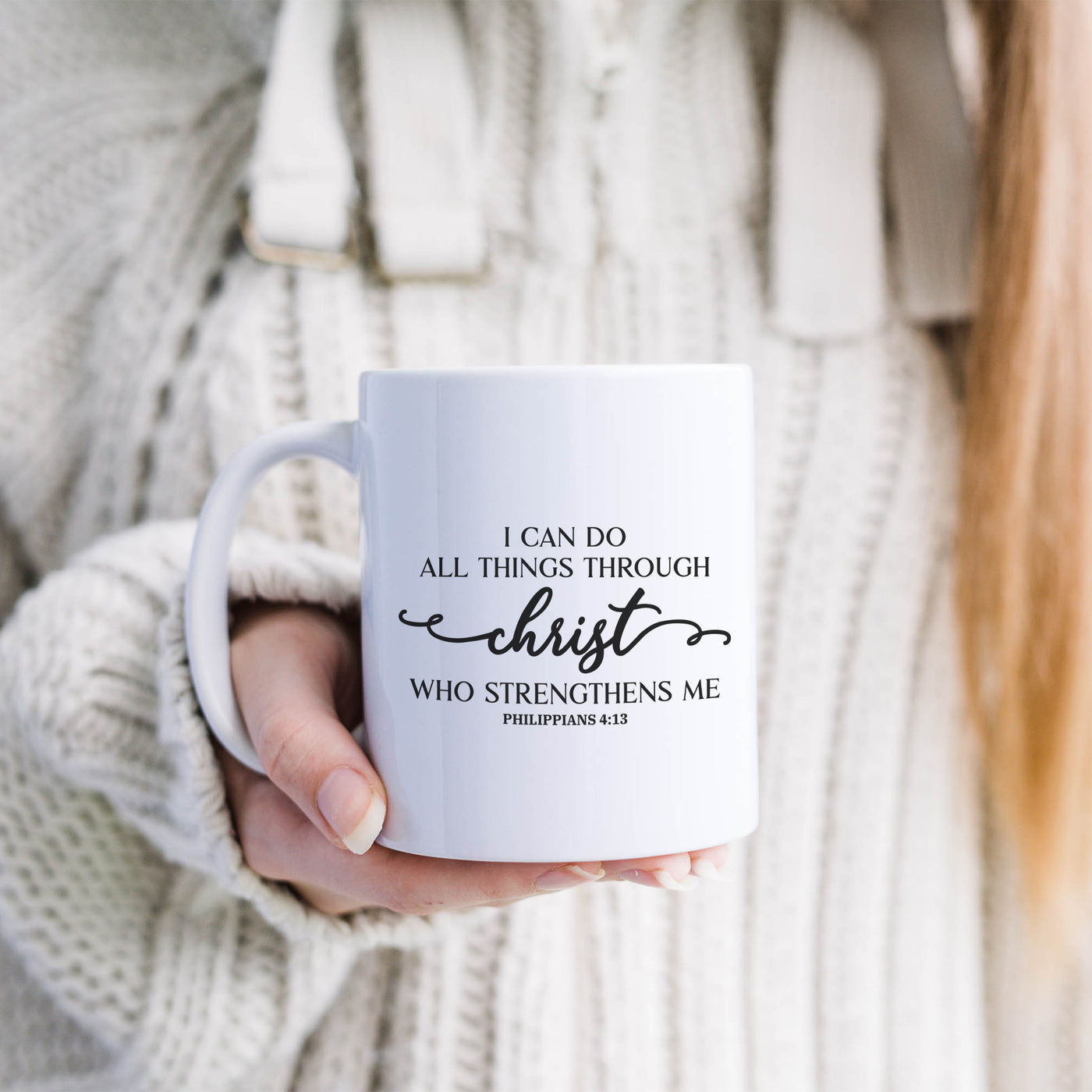 I Can Do All Things Through Christ Swirl 11oz White Mug