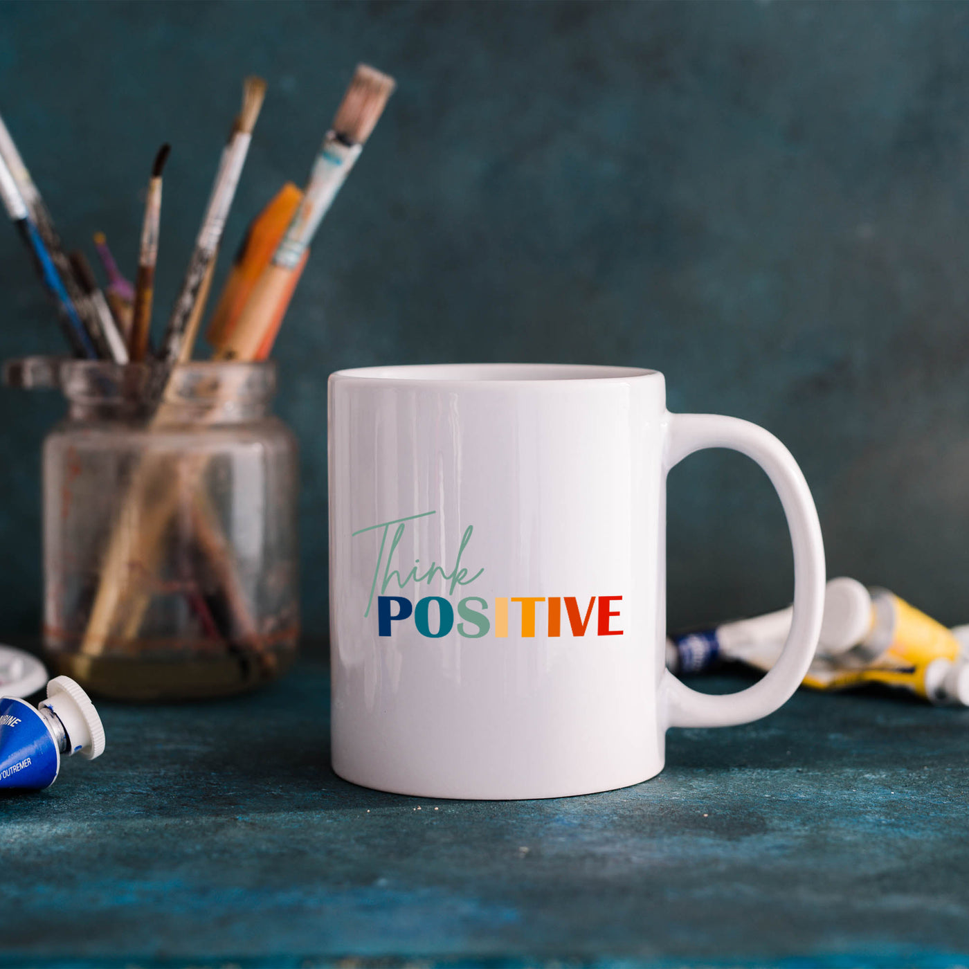 Think Positive 11oz White Mug