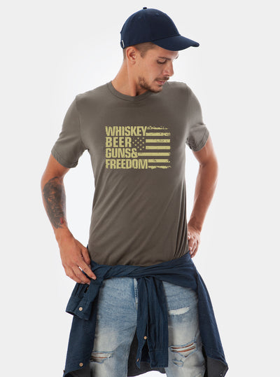 Whiskey Beer Guns Freedom Tee