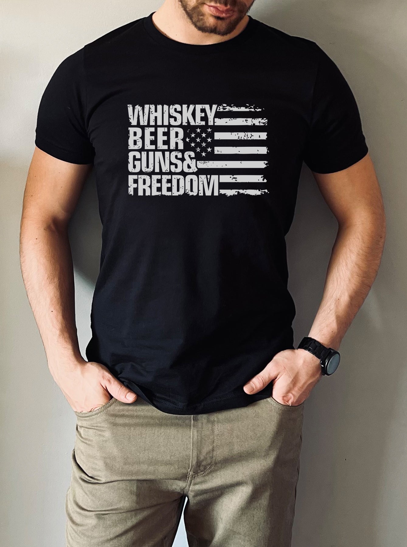 Whiskey Beer Guns Freedom Tee