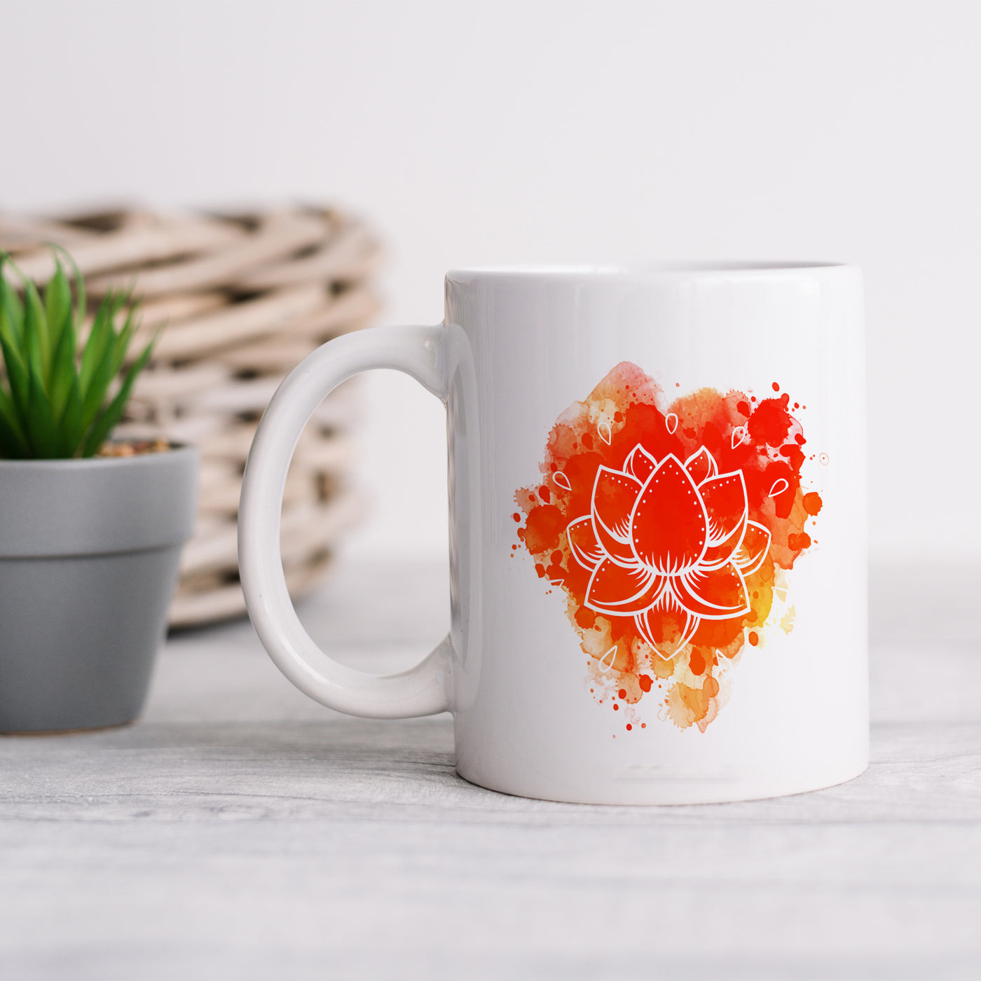 Yoga Lotus Flower 11oz White Mug