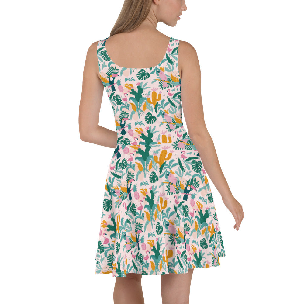 Flamingos and Toucans Skater Dress