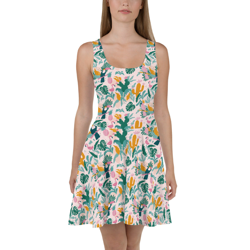 Flamingos and Toucans Skater Dress