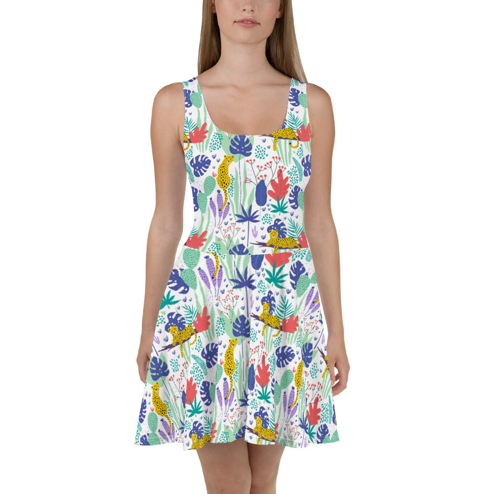 Leopards Tropical Skater Dress