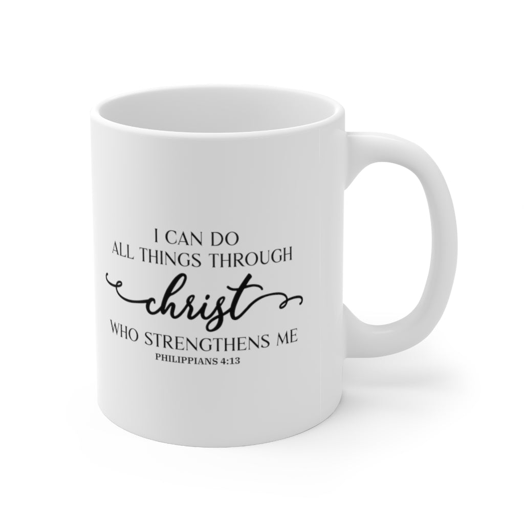 I Can Do All Things Through Christ Swirl 11oz White Mug