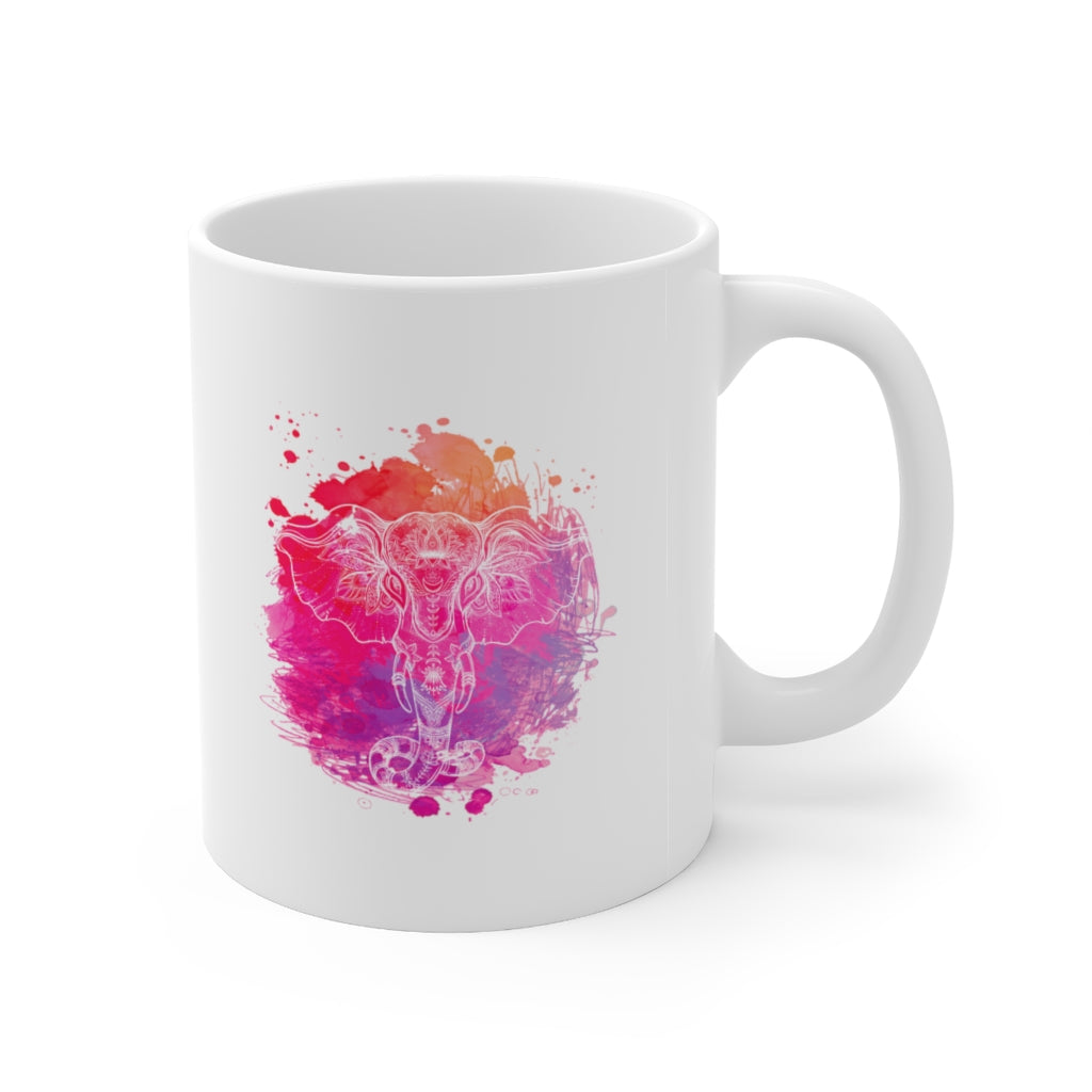 Elephant Mandala 11oz White Mug