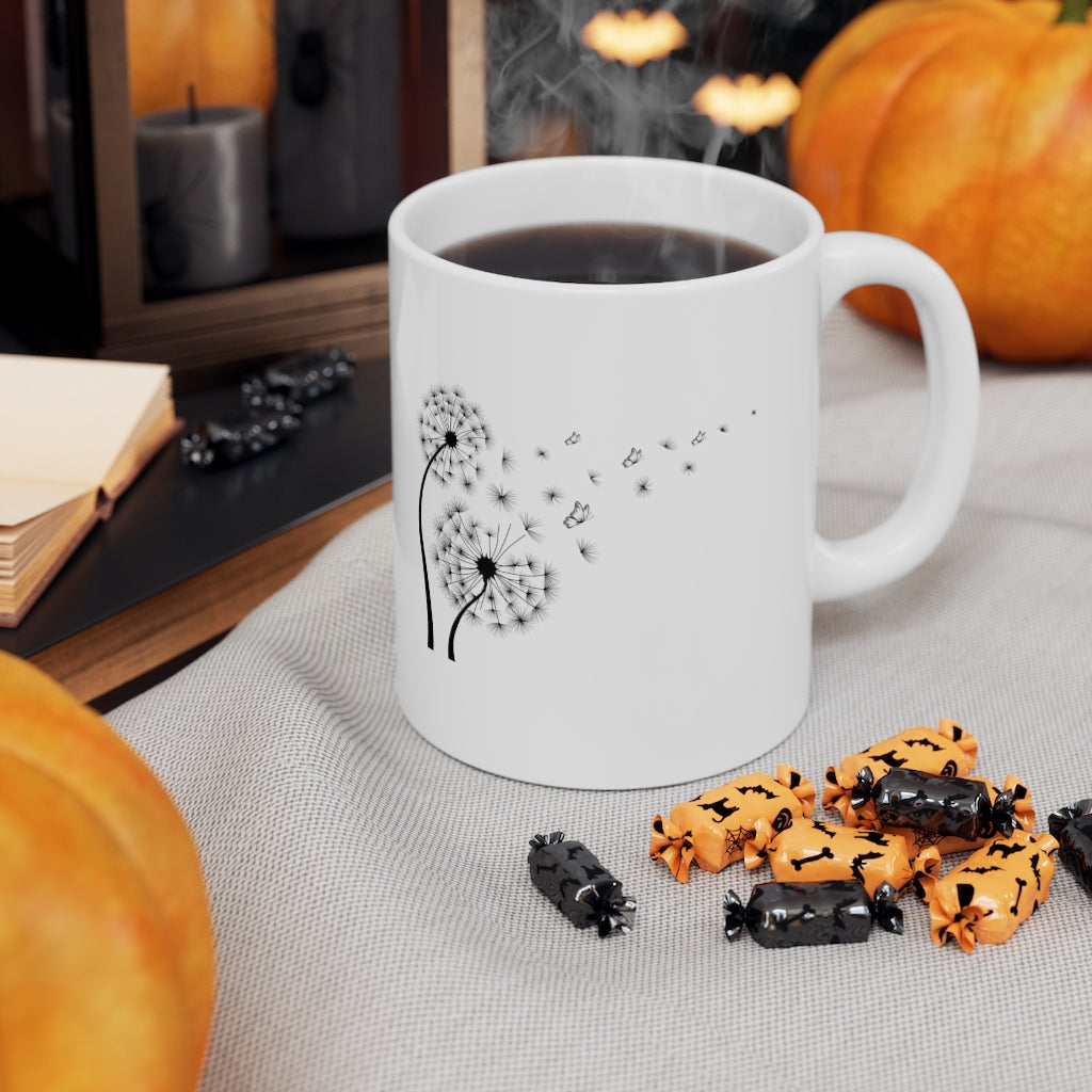 Dandelion with Butterfly 11oz White Mug