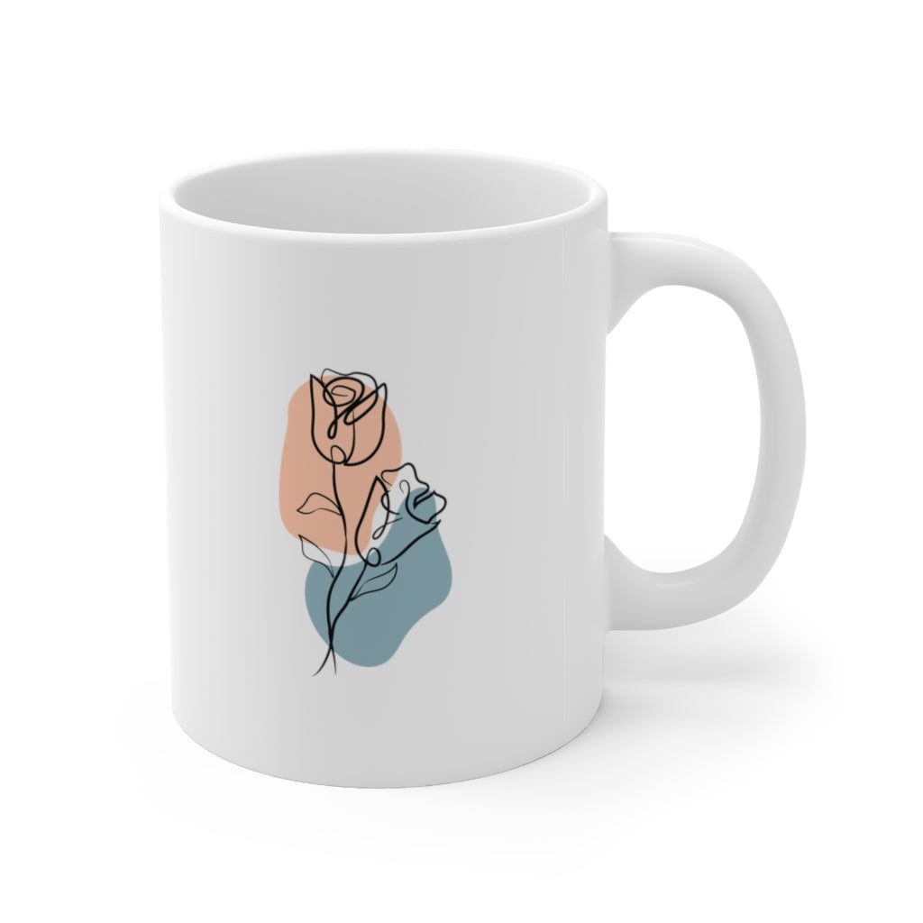 Flower Line Art 11oz White Mug