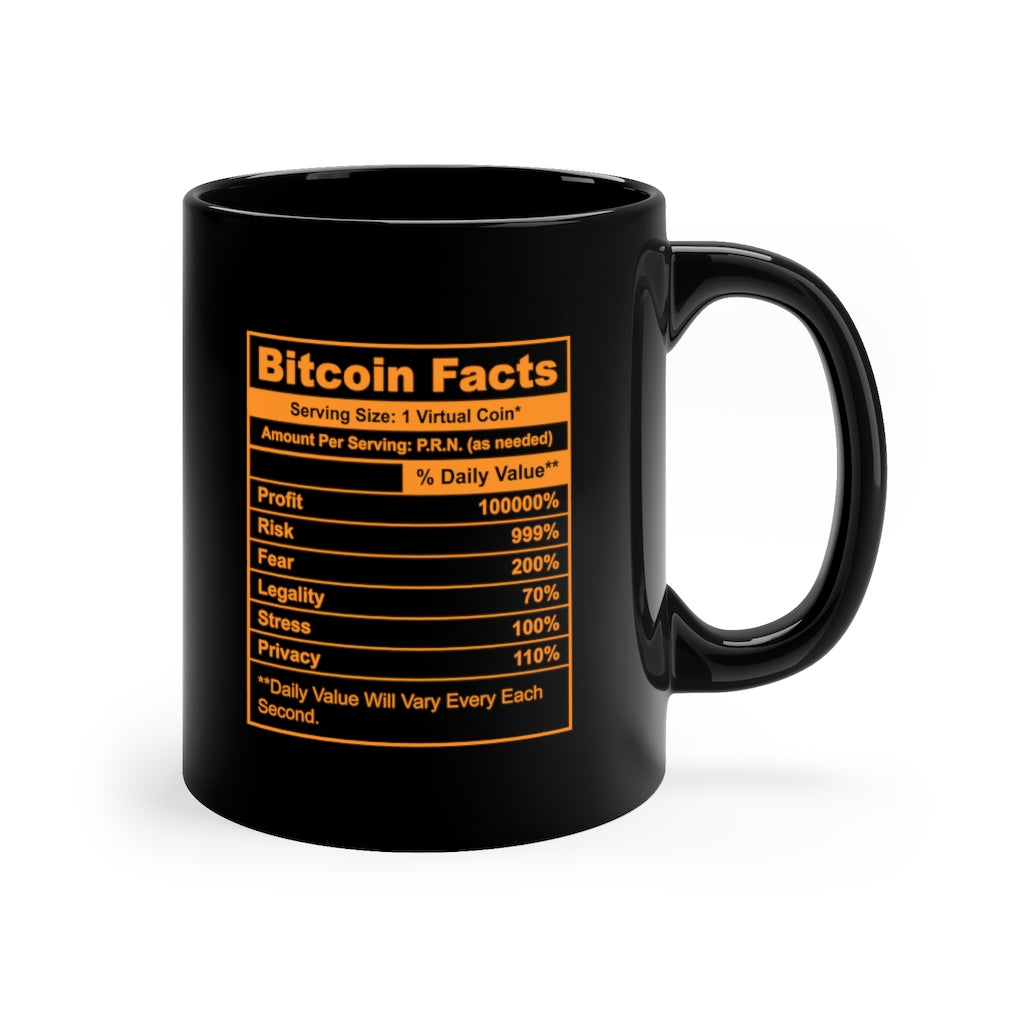 Funny Bitcoin Facts 11oz Black Mug