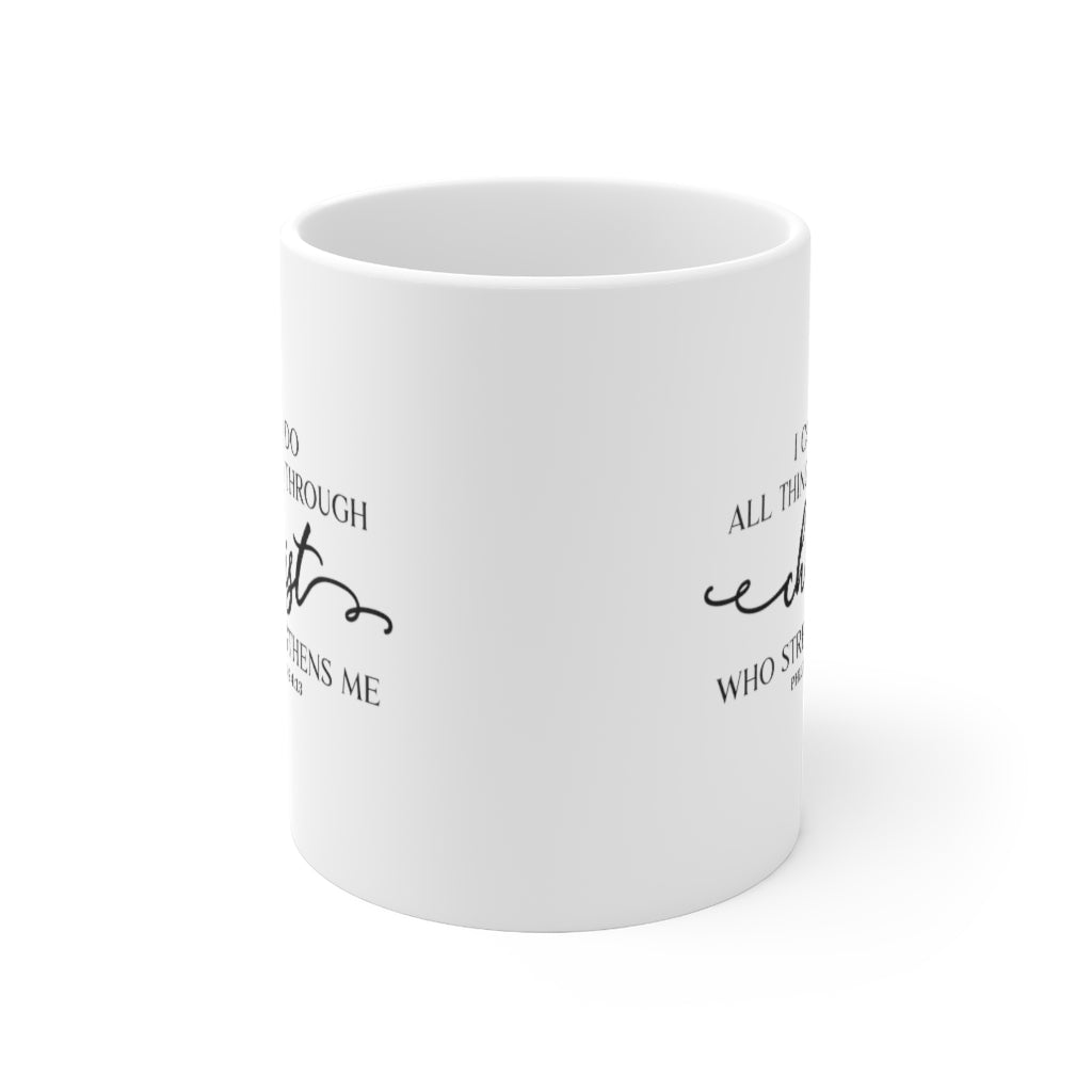 I Can Do All Things Through Christ Swirl 11oz White Mug