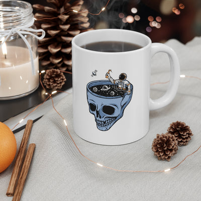 Astronauts in the skull pool 11oz White Mug