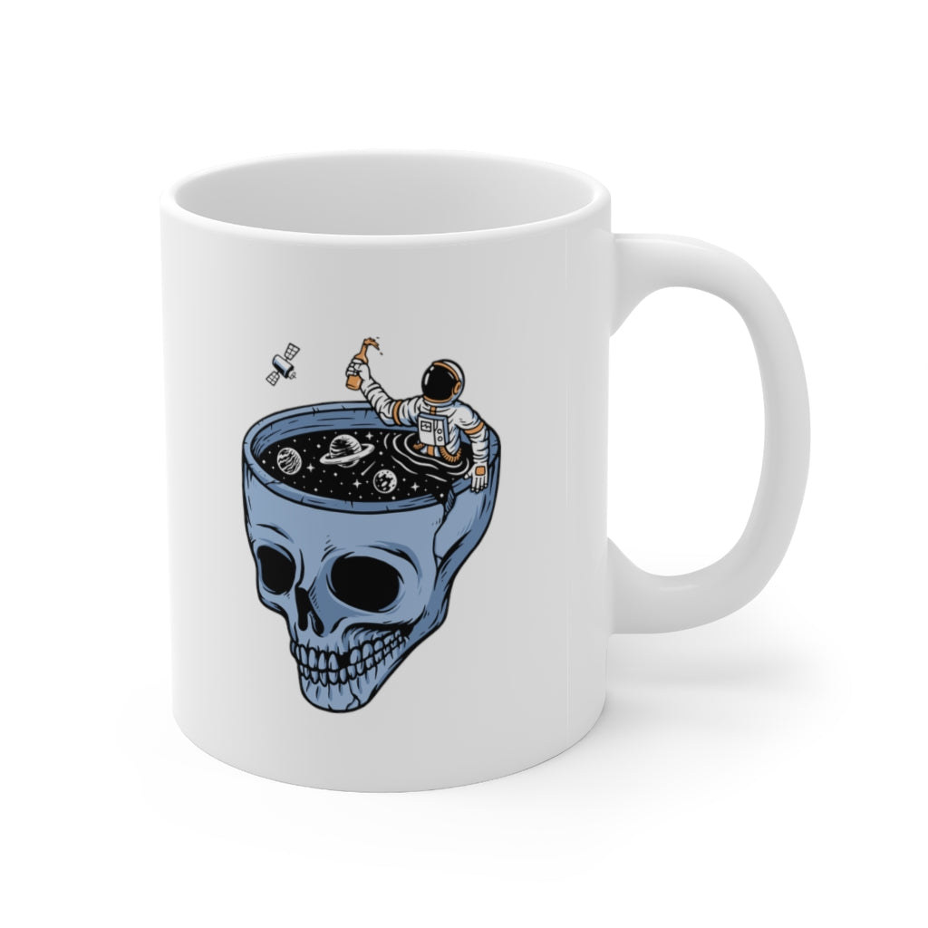 Astronauts in the skull pool 11oz White Mug