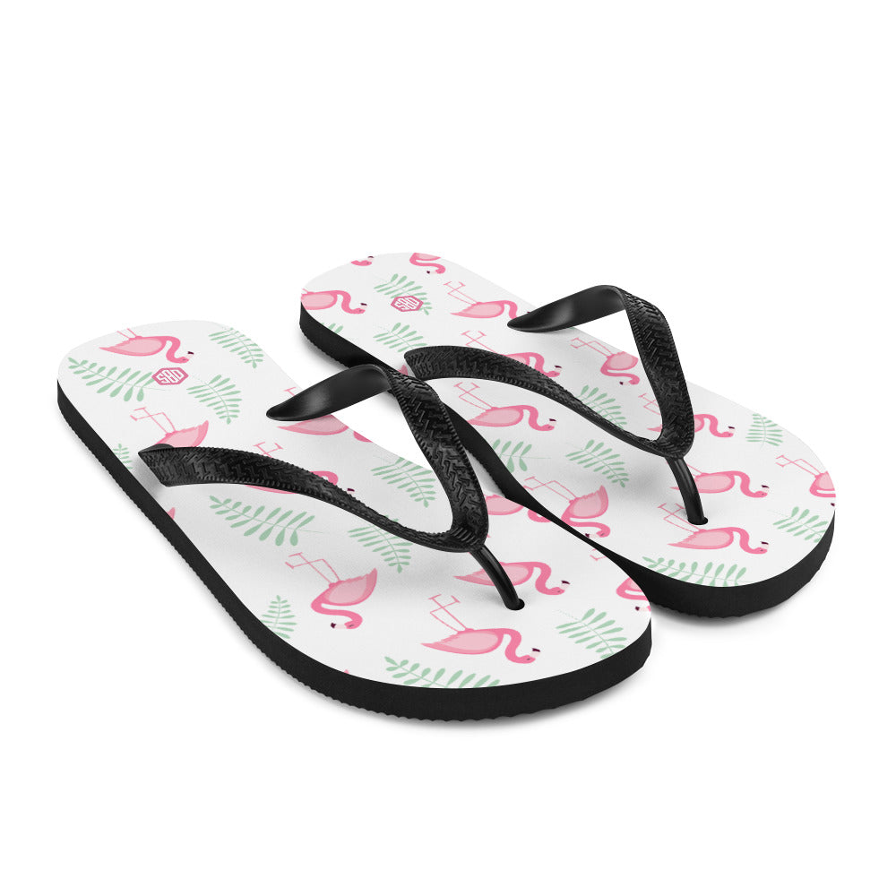 Pink Flamingo Tropical Flip-Flops