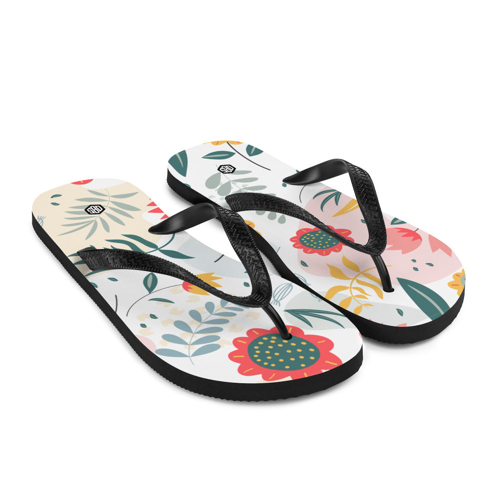 Floral Pattern Flip-Flops